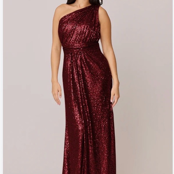 Revelry Dresses & Skirts - Revelry Red long deep evening dress One Shoulder SequiGown for Weddings zs 22